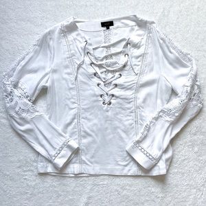 Ontwelfth white peasant bohemian crochet blouse